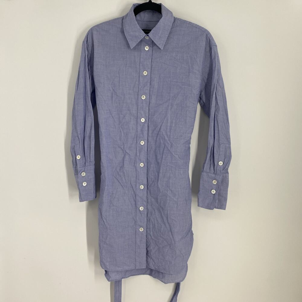 Banana Republic Dress Women’s XS Blue Button Down Collared Midi Preppy 616